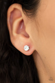 Paparazzi Delicately Dainty - White - Cubic Zirconia - Silver Post Earrings - Glitzygals5dollarbling Paparazzi Boutique 
