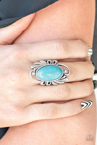 Paparazzi Sedona Sunset - Blue Turquoise Stone - Silver Filigree Detail - Ring - Glitzygals5dollarbling Paparazzi Boutique 