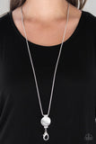 Paparazzi Happy As Can BEAM - White - LANYARD Moonstone Pendant - Necklace & Earrings - Glitzygals5dollarbling Paparazzi Boutique 