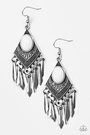 Paparazzi “Mostly Monte-ZUMBA” White Earrings - Glitzygals5dollarbling Paparazzi Boutique 