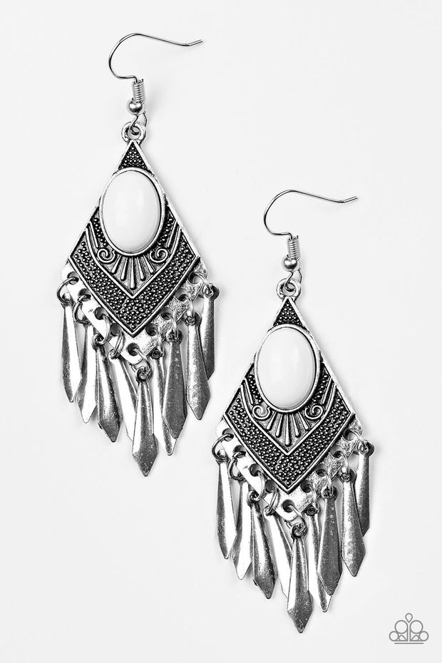 Paparazzi “Mostly Monte-ZUMBA” White Earrings - Glitzygals5dollarbling Paparazzi Boutique 