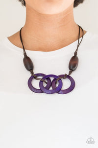 Paparazzi Bahama Drama - Purple - Wooden Necklace and matching Earrings - Glitzygals5dollarbling Paparazzi Boutique 
