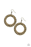 Paparazzi Cinematic Shimmer Brass Earrings - Glitzygals5dollarbling Paparazzi Boutique 