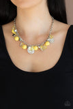 Paparazzi Prismatic Sheen - Yellow - Hammered Silver Discs - Necklace & Earrings - Glitzygals5dollarbling Paparazzi Boutique 