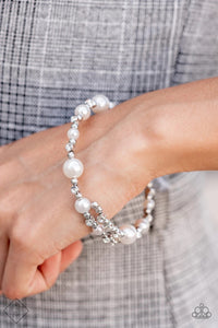 Paparazzi Chicly Celebrity - White Pearls - Coil Infinity Wrap Bracelet - Trend Blend Fashion Fix Exclusive October 2021 - Glitzygals5dollarbling Paparazzi Boutique 