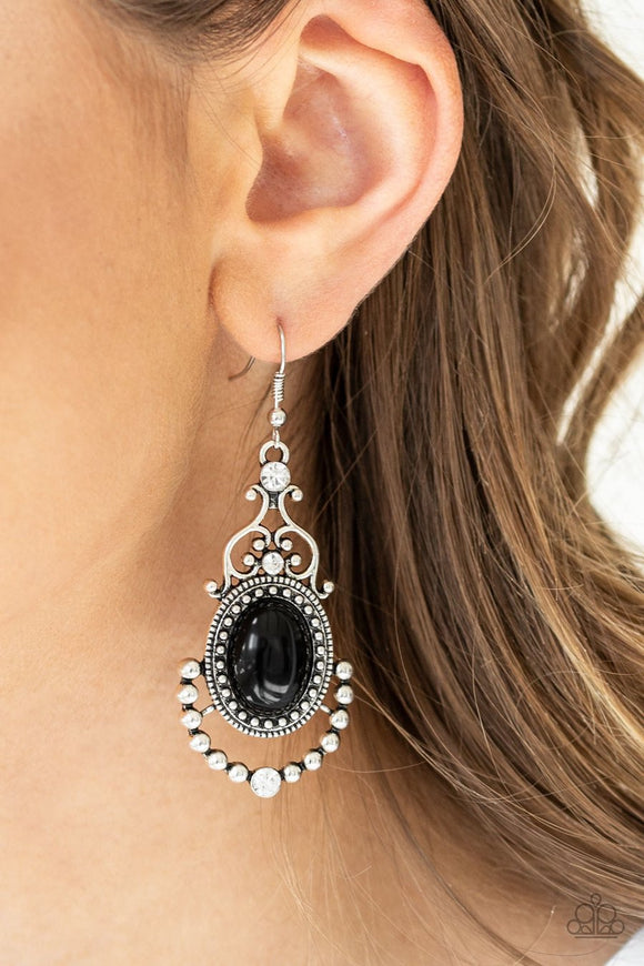 Paparazzi CAMEO and Juliet - Black Bead - Ornate Silver Filigree Studs - Earrings - Glitzygals5dollarbling Paparazzi Boutique 