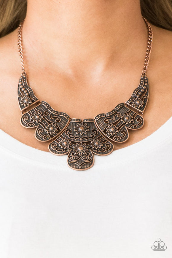 Paparazzi Mess With The Bull - Copper Necklace and matching Earrings - Glitzygals5dollarbling Paparazzi Boutique 
