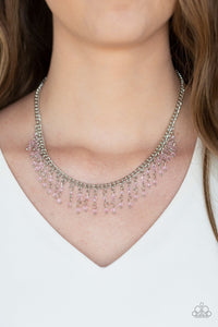 Paparazzi Sporadic Sparkle - Pink - Silver Necklace and matching Earrings - Glitzygals5dollarbling Paparazzi Boutique 