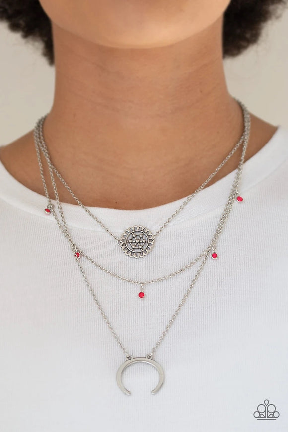 Paparazzi Lunar Lotus - Pink - Necklace & Earrings - Glitzygals5dollarbling Paparazzi Boutique 