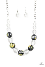 Paparazzi Torrid Tide - Yellow - Shiny Black and Glassy Clear Beads - Necklace and matching Earrings - Glitzygals5dollarbling Paparazzi Boutique 