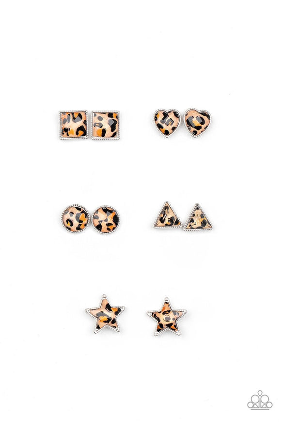 Paparazzi Starlet Shimmer - CHEETAH! - Post Earrings - 10 - Round, Triangle, Heart, Square & Stars - Glitzygals5dollarbling Paparazzi Boutique 