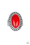 Paparazzi Desert Heat - Red Stone - Studded Silver - Ring - Glitzygals5dollarbling Paparazzi Boutique 