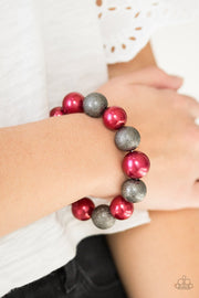 Paparazzi Humble Hustle - Red - Pearly Red Beads - Stretchy Band Bracelet - Glitzygals5dollarbling Paparazzi Boutique 