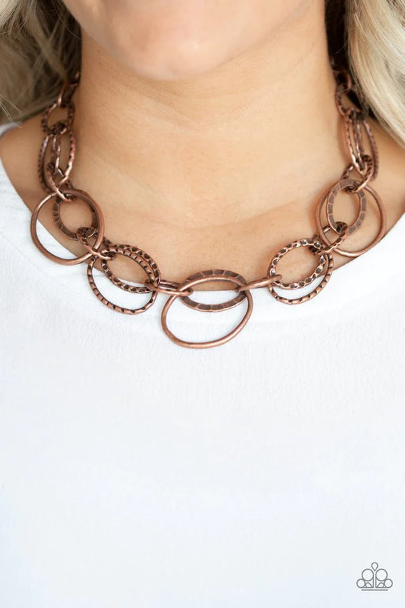 Bend OVAL Backwards Copper ~ Paparazzi Necklace - Glitzygals5dollarbling Paparazzi Boutique 