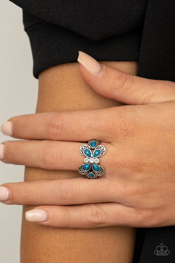 Boho Butterfly - blue - Paparazzi ring - Glitzygals5dollarbling Paparazzi Boutique 