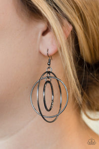 Rippling Radiance Black Earrings - Glitzygals5dollarbling Paparazzi Boutique 