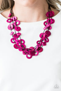 Paparazzi Wonderfully Walla Walla - Pink - Wooden Necklace and matching Earrings - Glitzygals5dollarbling Paparazzi Boutique 
