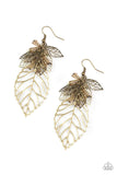 Paparazzi Earring ~ Instant Re-LEAF - Brass - Glitzygals5dollarbling Paparazzi Boutique 