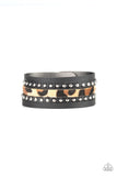 Paparazzi Born To Be WILDCAT - Brown - Fuzzy Cheetah - Thick Black Leather Band Bracelet - Glitzygals5dollarbling Paparazzi Boutique 