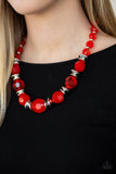 Paparazzi Dine and Dash - Red - Shimmery Silver Accents - Necklace & Earrings - Glitzygals5dollarbling Paparazzi Boutique 