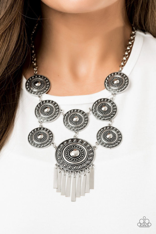 Modern Medalist - silver - Paparazzi necklace - Glitzygals5dollarbling Paparazzi Boutique 