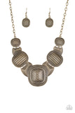 Prehistoric Powerhouse Necklace Brass - Glitzygals5dollarbling Paparazzi Boutique 