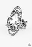 Paparazzi Hot Off The EMPRESS - White Marquise Rhinestone - Ring - Glitzygals5dollarbling Paparazzi Boutique 