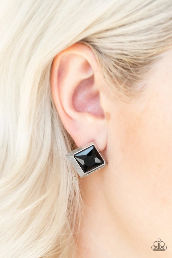 Stellar Square - black - Paparazzi earrings - Glitzygals5dollarbling Paparazzi Boutique 