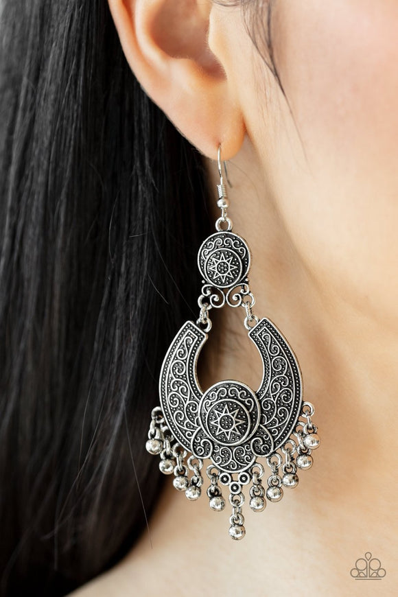 Paparazzi Sunny Chimes - Silver - Embossed Filigree - Earrings - Glitzygals5dollarbling Paparazzi Boutique 