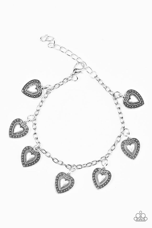Paparazzi My Everything Silver Heart Antiqued Bracelet - Glitzygals5dollarbling Paparazzi Boutique 