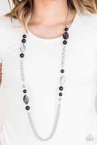 Paparazzi Marina Majesty - Black - Faceted Silver, Crystal Beads - Necklace and matching Earrings - Glitzygals5dollarbling Paparazzi Boutique 