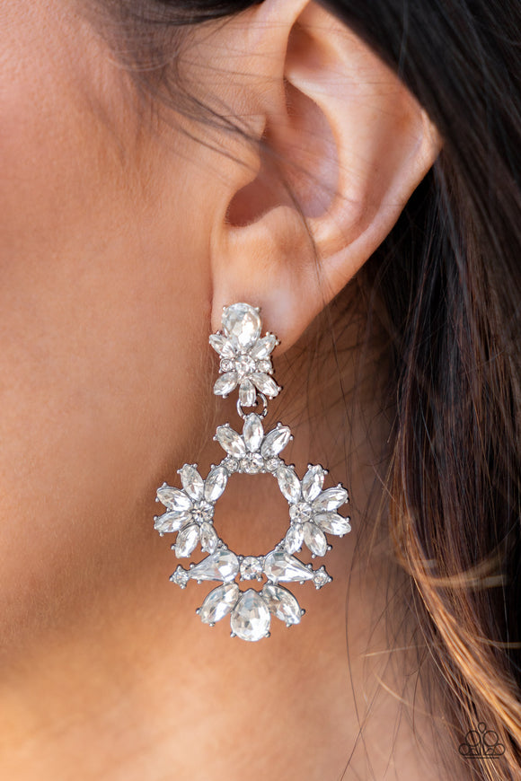 Paparazzi Earrings ~ Leave Them Speechless White LOP - Glitzygals5dollarbling Paparazzi Boutique 