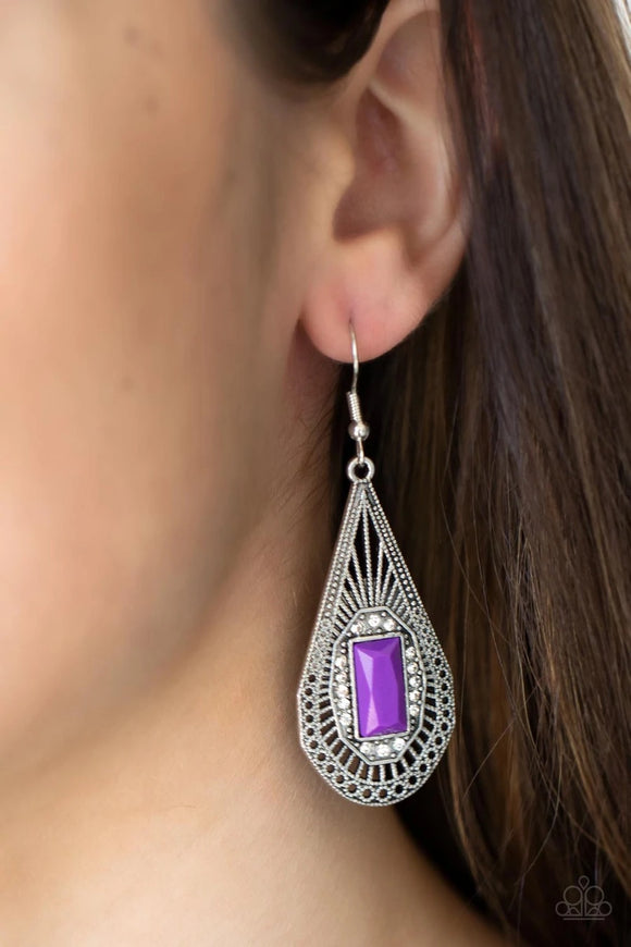 Deco Dreaming - purple - Paparazzi earrings - Glitzygals5dollarbling Paparazzi Boutique 