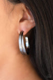 Paparazzi High-Class Shine Black Gunmetal Hoop Earrings - Glitzygals5dollarbling Paparazzi Boutique 