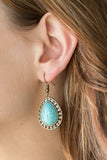 Paparazzi Sahara Serenity - Brass - Turquoise Stone Earrings - Glitzygals5dollarbling Paparazzi Boutique 