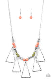 Paparazzi Terra Nouveau - Multi - Beads - Hammered Triangular Frames - Necklace & Earrings - Glitzygals5dollarbling Paparazzi Boutique 