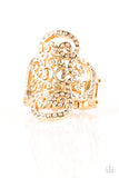 Paparazzi Regal Regalia - Gold - Peach Rhinestones Ring - Glitzygals5dollarbling Paparazzi Boutique 