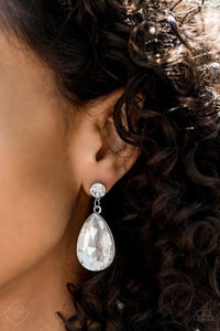 Paparazzi Debutante Dazzle - White Rhinestones - Teardrop Earrings - Fashion Fix Exclusive October 2019 - Glitzygals5dollarbling Paparazzi Boutique 
