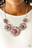 Paparazzi Santa Fe Hills - Purple Stone - Floral Frames - Silver Necklace and matching Earrings - Glitzygals5dollarbling Paparazzi Boutique 