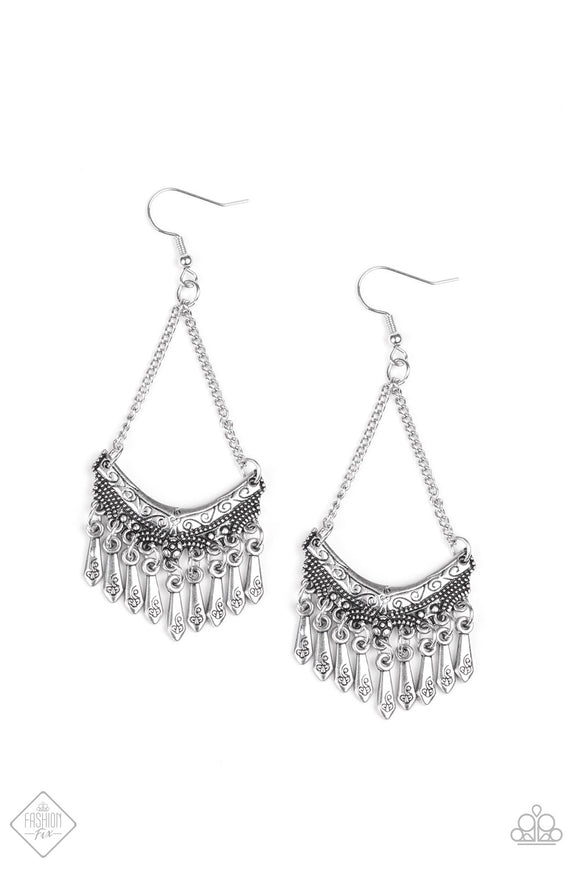 Paparazzi In Rogue Silver Fashion Fix Exclusive Earrings - Glitzygals5dollarbling Paparazzi Boutique 