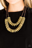 Paparazzi Dominican Disco - Yellow - Wooden Necklace and matching Earrings - Glitzygals5dollarbling Paparazzi Boutique 