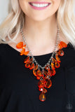Paparazzi Irresistible Iridescence - Orange - Glassy Teardrops - Silver Chain Necklace and matching Earrings - Glitzygals5dollarbling Paparazzi Boutique 