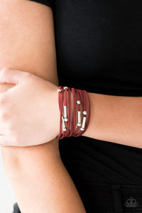 Paparazzi Back To BACKPACKER - Red - Suede - Adjustable Clasp - Bracelet - Glitzygals5dollarbling Paparazzi Boutique 