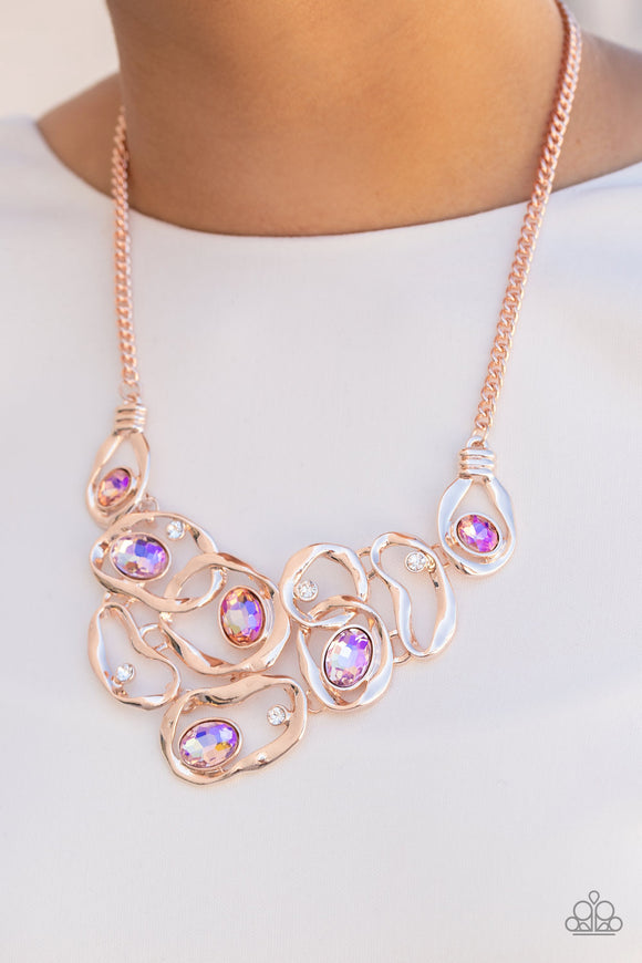 Warp Speed Rose Gold ~ Paparazzi Necklace LOP - Glitzygals5dollarbling Paparazzi Boutique 