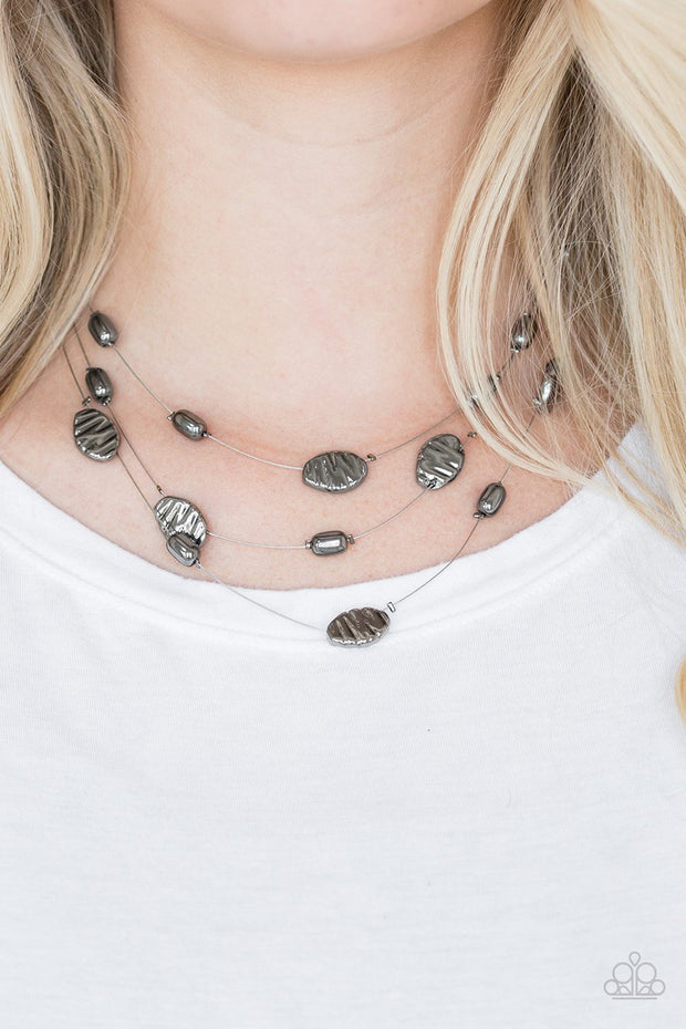 Paparazzi Top ZEN - Black - Silver Wires - Necklace and matching Earrings - Glitzygals5dollarbling Paparazzi Boutique 