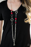Paparazzi Modern Motley Red LANYARD Necklace - Glitzygals5dollarbling Paparazzi Boutique 