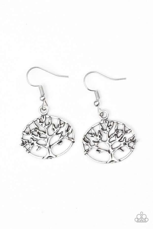 Paparazzi Dream TREEHOUSE - Silver - Tree of Life Earrings - Glitzygals5dollarbling Paparazzi Boutique 