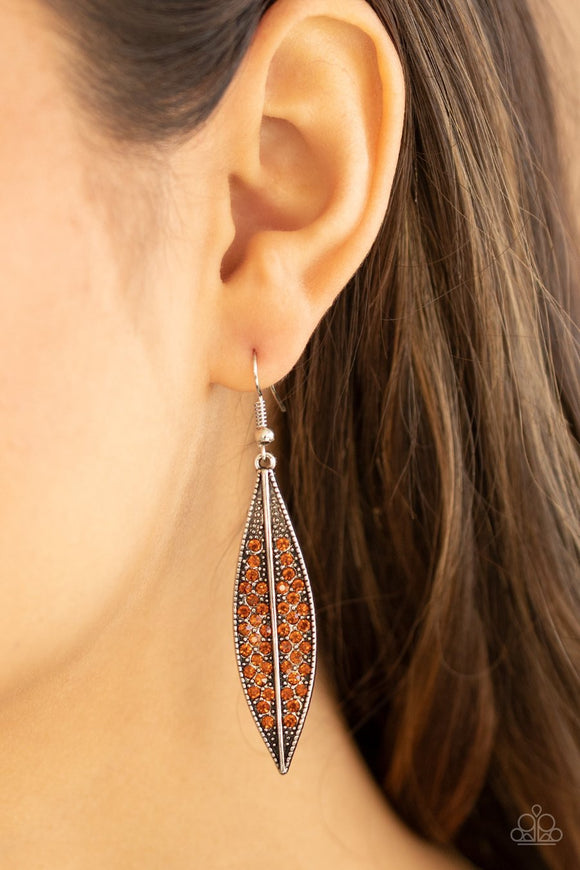 Paparazzi Accessories Hearty Harvest Brown Earrings - Glitzygals5dollarbling Paparazzi Boutique 