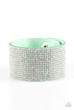 Paparazzi Roll With The Punches - Green - White Rhinestones - Wrap / Snap Bracelet - Glitzygals5dollarbling Paparazzi Boutique 