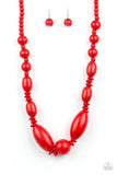 Paparazzi Summer Breezin - Red Wooden Beads - Necklace and matching Earrings - Glitzygals5dollarbling Paparazzi Boutique 